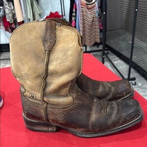 Ariat Brown Leather Cowboy Boots with Distressed Finish